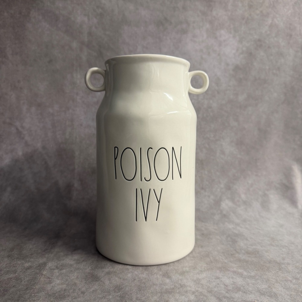 Rae Dunn Poison Ivy Vase Home Decor Cream Ceramic Milk Can Halloween Stoneware